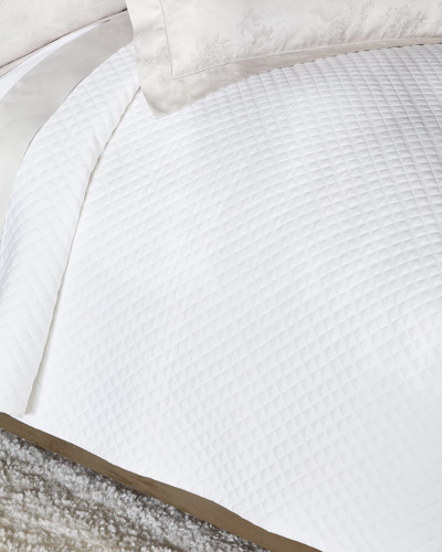 Ralph Lauren Quilted Sateen Argyle King Quilt In White