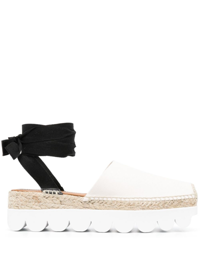 Marni Ankle-tie Flatform Espadrilles In Neutrals