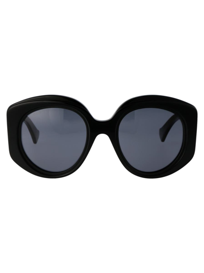 Gucci Gg1308s Round Sunglasses Female Black In 001 Black Black Grey