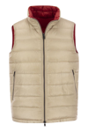 Herno Zipped-up Padded Vest In Beige/red