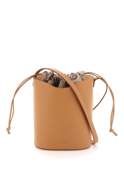Il Bisonte Leather Bucket Bag In Beige,brown