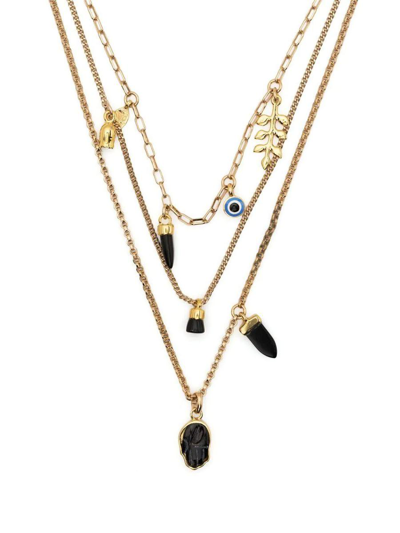 Isabel Marant Layered Charm Necklace In Black