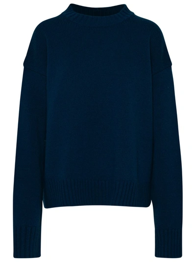 Jil Sander Blue Cashmere Blend Sweater In Azul