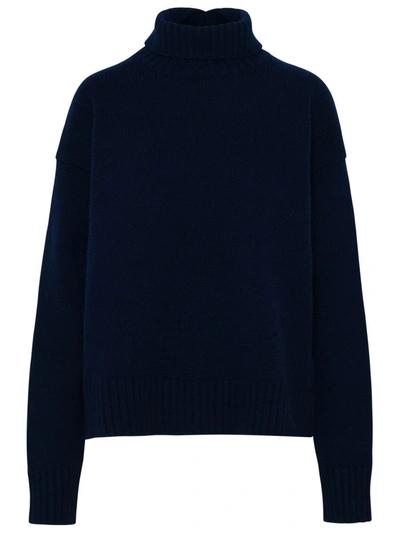 Jil Sander Sweater In Navy Cashmere Blend In Azul Oscuro