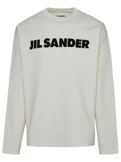 Jil Sander White Cotton Sweater In Ivory