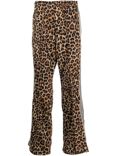 Kapital Cheetah-print Flared Track Trousers In Blue