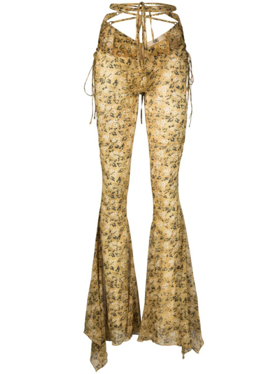 Knwls Floral Print Flared Trousers In Wallpaper Floral