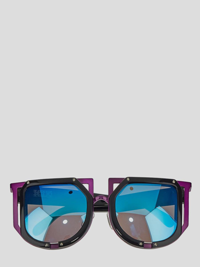 Ktz Iridescent Sunglases In <p> Sunglasses In Purple Metal With Blue Iridescent Lenses