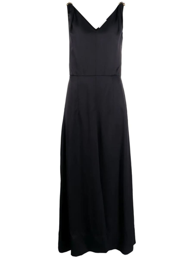Lanvin Sleeveless Embellished Flared Midi Dress In Black