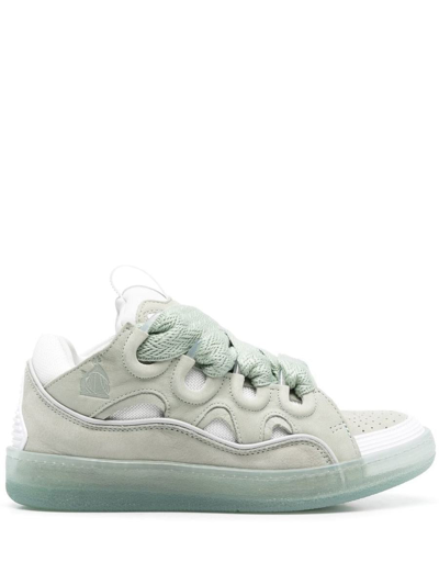 Lanvin Curb Leather Sneakers In Green