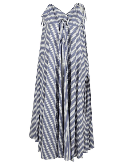 Lavi Cotton Blend Long Dress In Blue