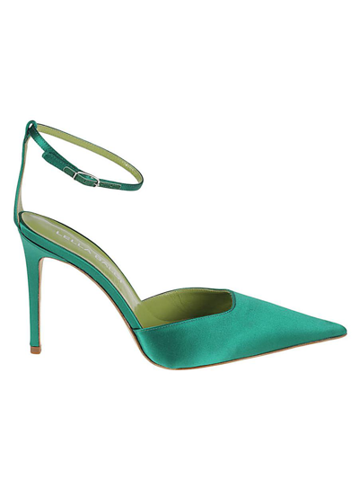 Lella Baldi Satin Pumps In Green