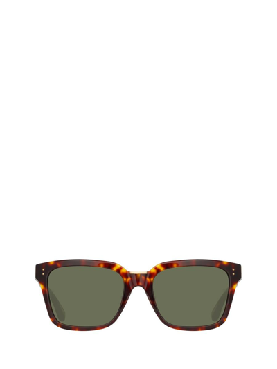Linda Farrow Square Frame Sunglasses In T - Shell / Yellow Gold