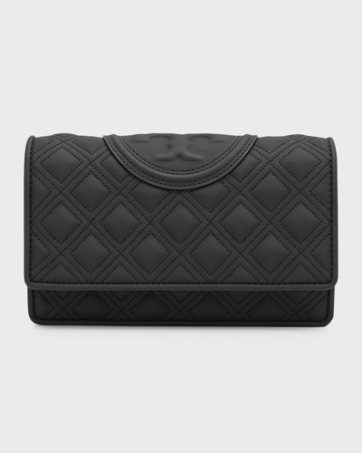 Tory Burch Fleming Soft Matte Quilted Wallet In Black