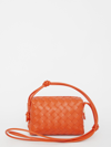 Bottega Veneta Loop Mini Intrecciato Crossbody Bag In Orange