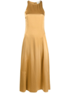 Loulou Studio Slit-hem Silk Midi Dress In Camel Color