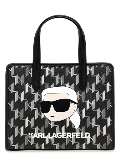 Karl Lagerfeld K/ikonik Monogram Shopper Tote Bag White/black
