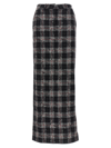 Alessandra Rich Maxi Skirt In Boucle' Fabric With Check Motif In Black