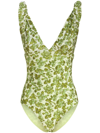 ETRO ONE PIECE SWIMSUIT WITH GREEN BERRIES PATTERN