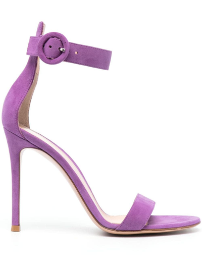 Gianvito Rossi Portofino 105绒面革凉鞋 In Purple