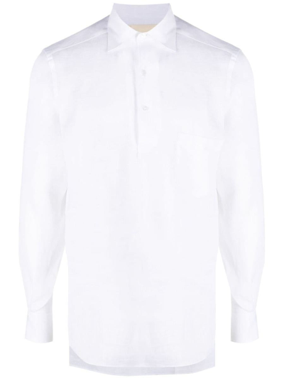 Manebi Button-up Linen Shirt In White