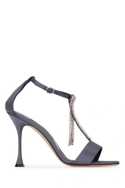 Manolo Blahnik Bambi Sandals Shoes In Navy