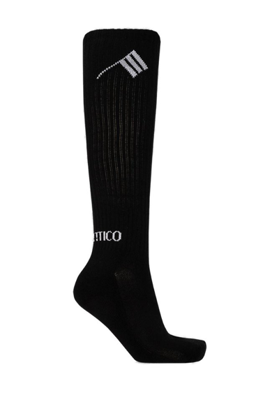 Attico Intarsia-knit Logo Socks In Black