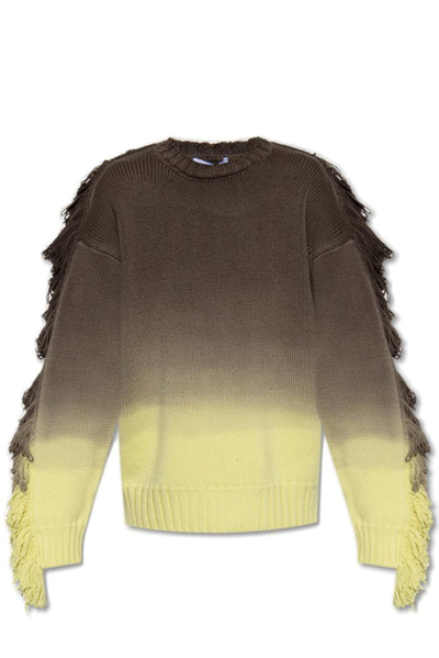Attico Rundie Fringe-trimmed Ombré Sweater In Lime Multishades