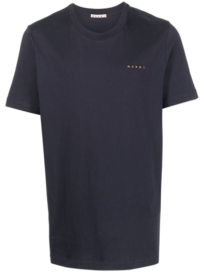 Marni Man T-shirt Midnight Blue Size 36 Cotton In Black