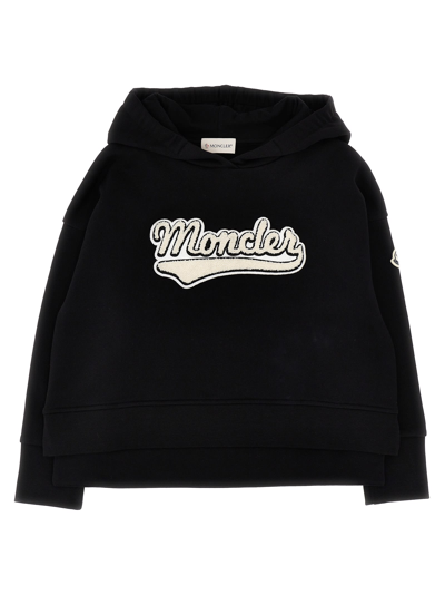 Moncler Kids' Logo Embroidered Hoodie In Black