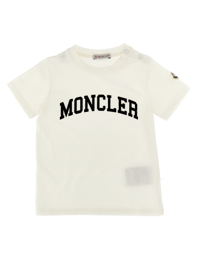 Moncler Kids' Flocked Logo T-shirt In White