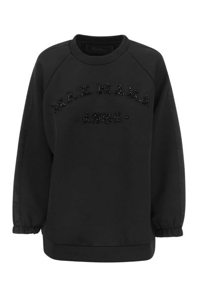 Max Mara Embellished Crewneck Sweatshirt In Black