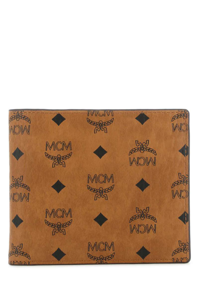 Mcm Bifold Wallet With Card Case In Visetos Original In Cognac