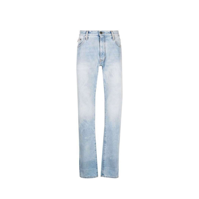 Off-white Logo Denim Jeans In Blue