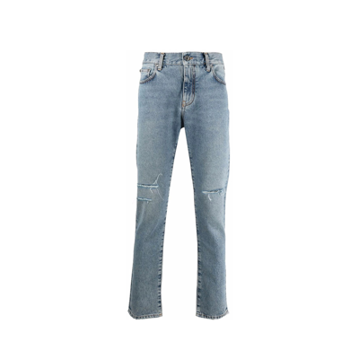 Off-white Distressed-effect Skinny Jeans In Blue