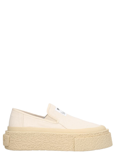 Mm6 Maison Margiela Ecru Canvas Slip On Sneakers In Beige
