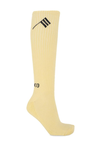 Attico The  Logo Intarsia Socks In Yellow