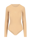 Mm6 Maison Margiela Beige Crewneck Bodysuit In Beige