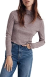 Madewell Ribbed Long Sleeve Turtleneck Crop Top In Chocolate Raisin