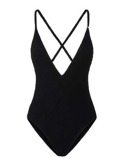 Attico Crossover-strap Swimsuit In Black