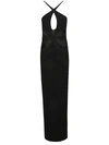 Monot Silk Crepe Long Dress With Cut-out Detail In Black