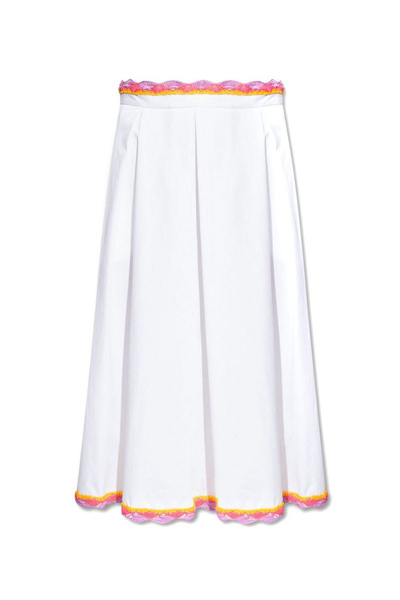 Moschino Crochet Waist & Hem Detail Skirt In White