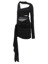 Mugler Asymmetric Cut-out Minidress In Black