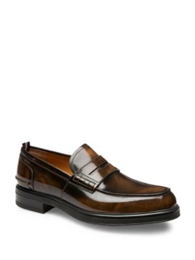 Bally Mody Burnished Leather Penny Loafer In Brown