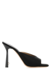 Off-white Pointed Linen Blend Lollipop Mules Heel 11 Cm In Blackwhite