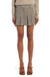 Bottega Veneta Knotted Melange Pleated Mini Skirt In 2515 Brown/ White/ Blue