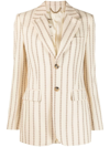 GOLDEN GOOSE JOURNEY IVORY SINGLE-BREASTED BLAZER WITH JACQUARD EFFECT