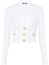 Balmain Knit Cropped Cardigan In White
