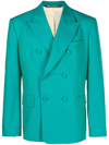 PALM ANGELS TURQUOISE DOUBLE-BREASTED BLAZER