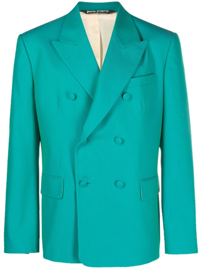 Palm Angels Double-breasted Blazer In Green